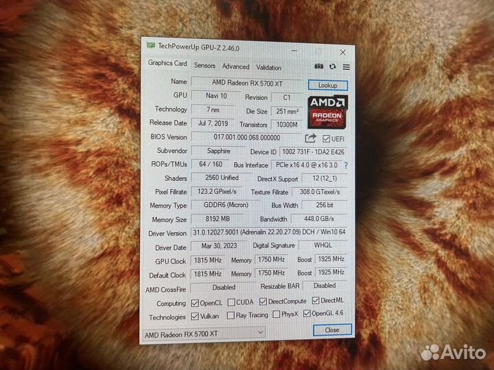 Видеокарта sapphire rx 5700 xt