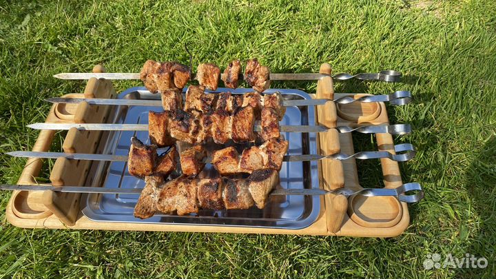 Поднос для подачи готового шашлыка (берёза)
