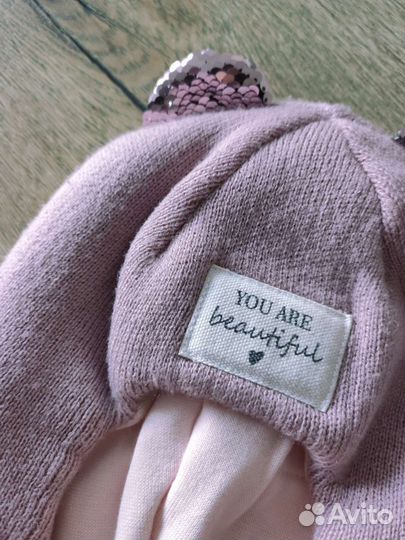 Шапка шлем с пайетками объем 42-46