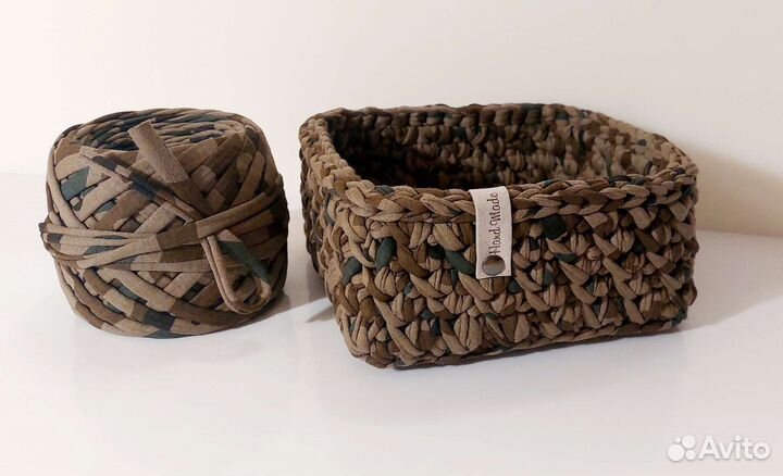 Вязаные корзинки из трикотажной пряжи