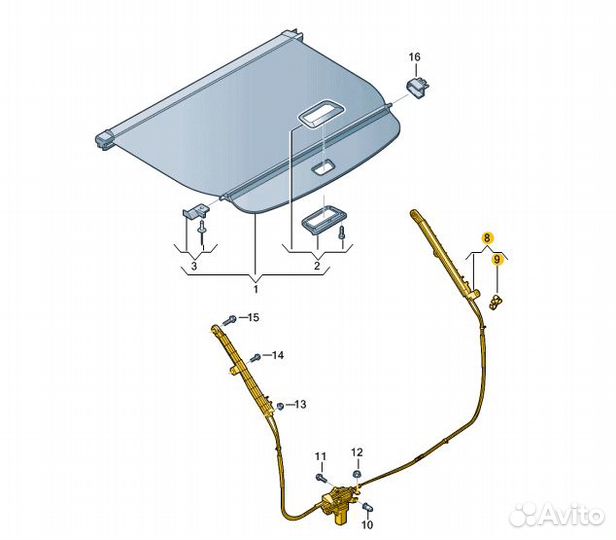 Привод шторки багажника vag 4M8863560