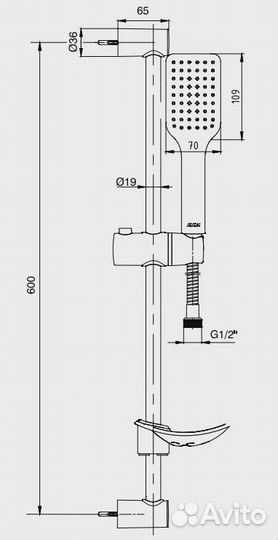 102146029C1EX tiera душевой гарнитур 60 см матовы