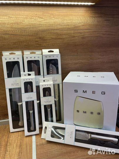 Ножи smeg смег для кухни с подставкой набор ножей