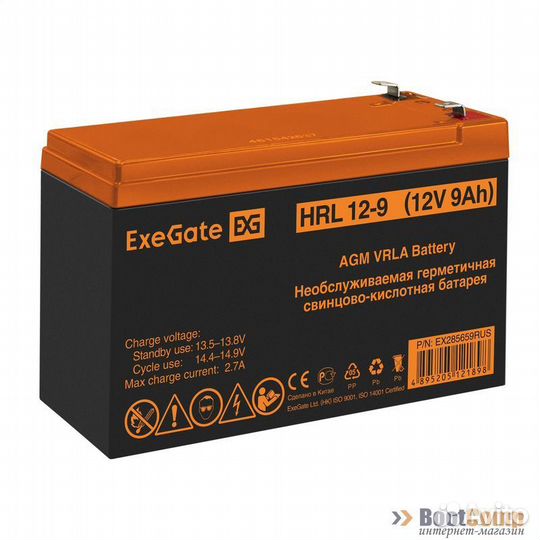 Батарея 12V/ 9,0Ah ExeGate HRL 12-9 EX285659RUS