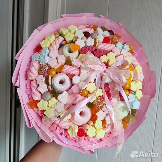 Сладкий букет из мармелада и зефира, детский букет