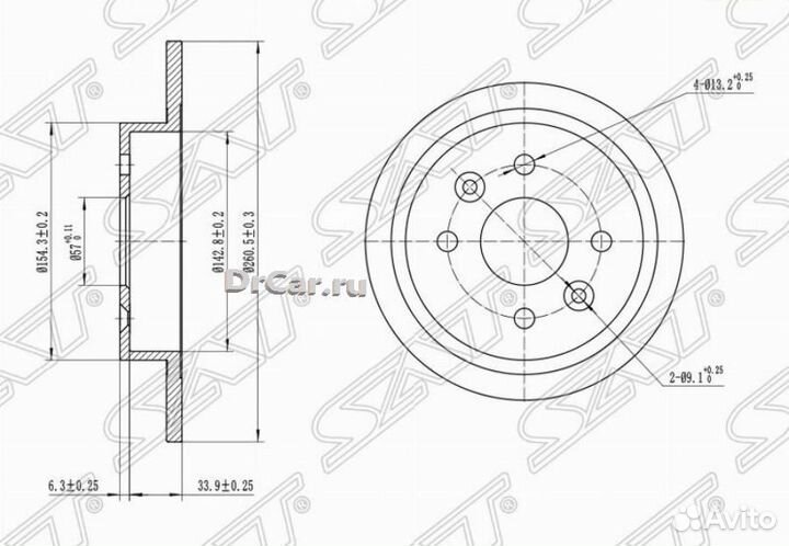 SAT ST0K2AA26251 Диск тормозной Kia Spectra 04-09