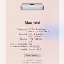 Mac mini late 2012 Ventura 10Gb\500 SSD\500 HDD