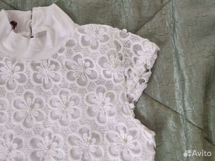 Блузка белая для девочек 128