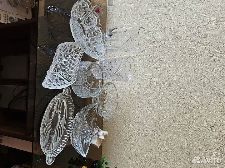 Хрустальные кувшин,ваза для цветов,салатники