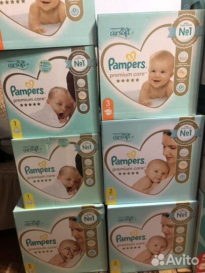 Подгузники Pampers premium care 1,2,3
