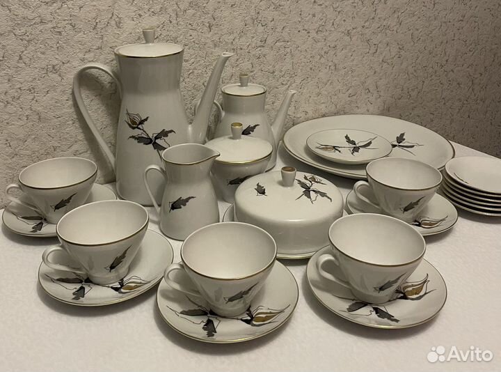 Сервиз гдр Freiberger porzellan Черная роза