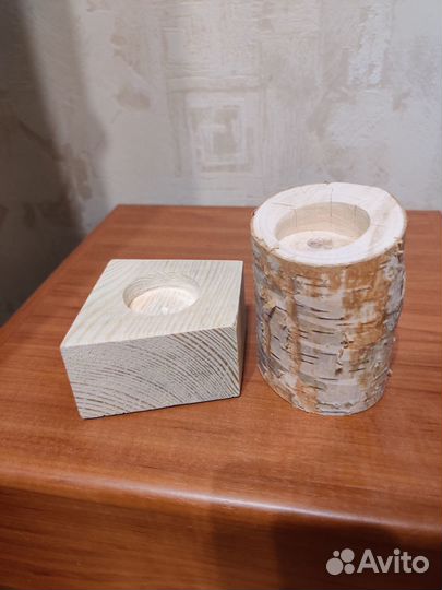 Подсвечники из натурального дерева, разные