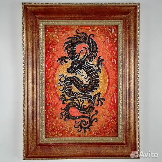 Картины из янтаря на новый год дракона 2024
