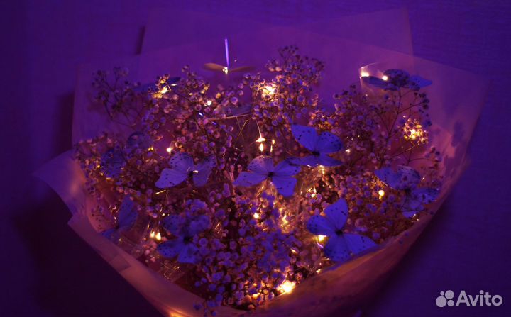 Букет из бабочек с гипсофилами