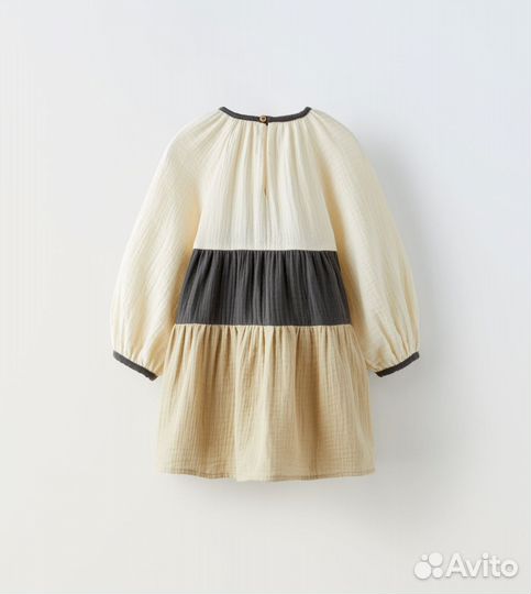 Новое платье муслин колор блок Zara kids,92, 110