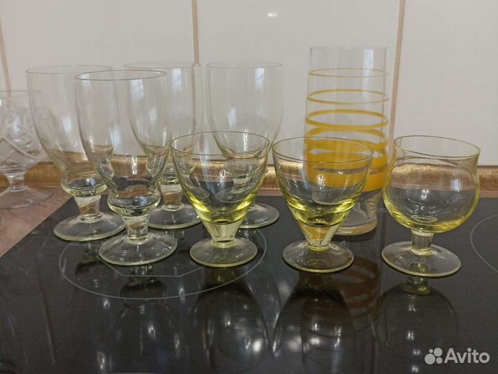 Фужеры бокалы цветное тонкое стекло хрусталь
