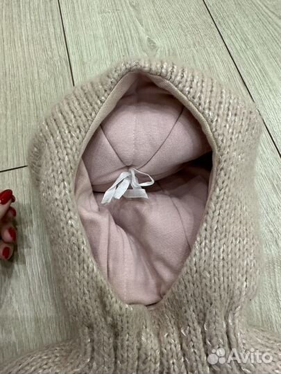 Шапка шлем для девочки зима 6-7 лет