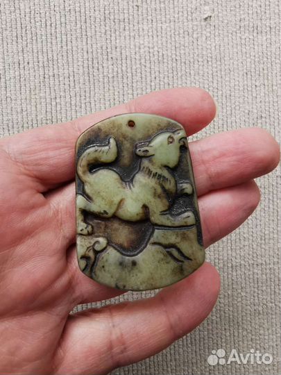 Нефрит, амулет, собака, подвеска