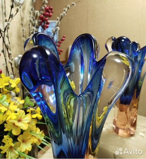 Ваза Богемское стекло чсср 70-е. Винтаж