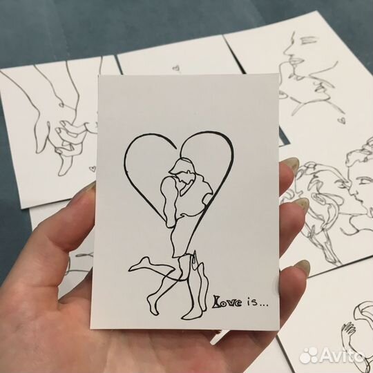 Открытки ручной работы в подарок,минимализм арт