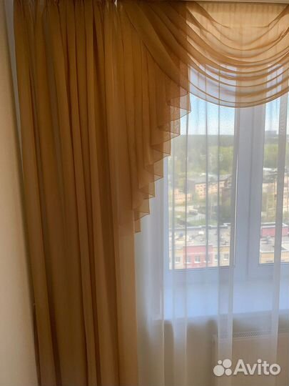 Комплект шторы и тюль с ламбрекеном