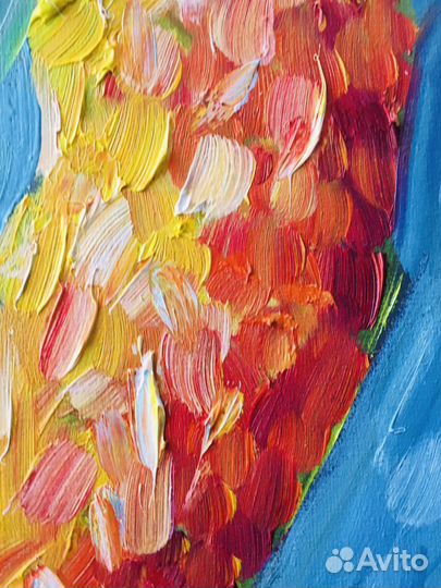 Картина маслом на холсте « Золотые рыбки»