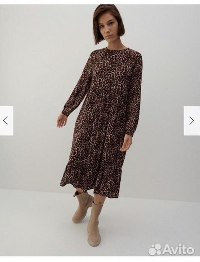 Летнее, легкое, леопардовое платье, р 42