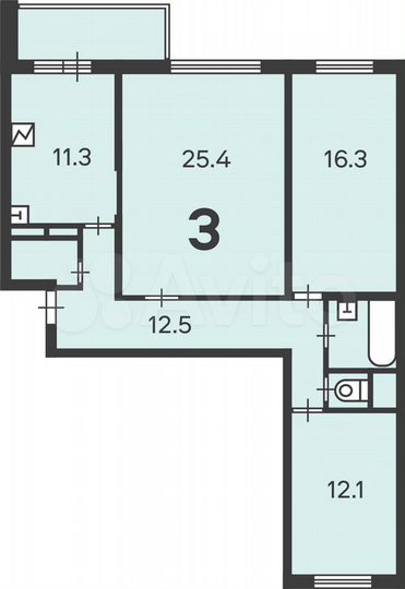 3-к. квартира, 83,9 м², 2/14 эт.