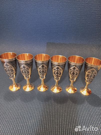 Серебряные бокалы, рюмки Кубачи СССР позолота