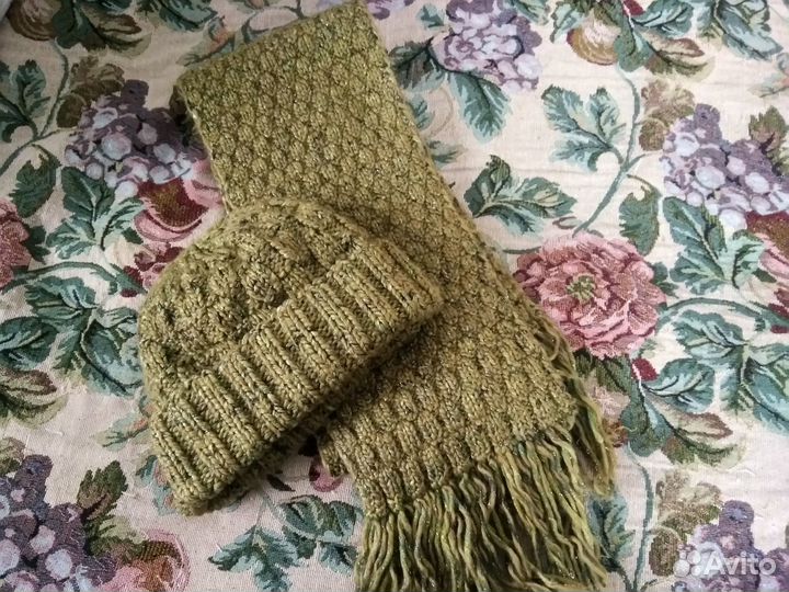 Шапка+шарф вязаные теплые, комплекты