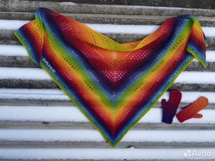 Платок шаль варежки