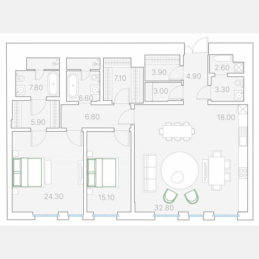 2-к. квартира, 142,1 м², 5/7 эт.