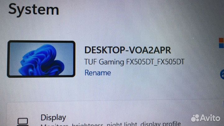 Ноутбук Asus TuF Gaming FX505DT desktop-VOA2APR