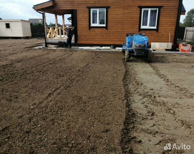Вспашка земли, фрезеровка,уплотнение почвы, газон