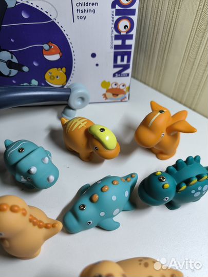 Игра-рыбалка для ванной с динозавриками. Новая
