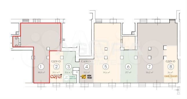 180,0 м2/Продажа торгового помещения на Семеновско