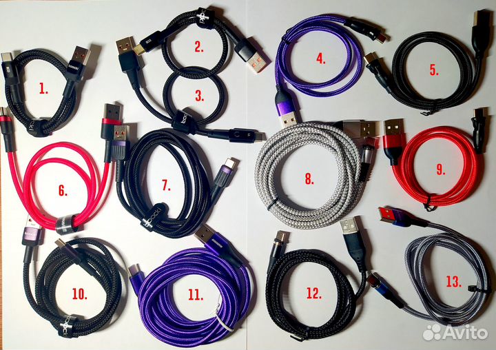 Кабель для зарядки USB-Type-C,microUSB,Lightning