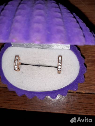 Золотые серьги детские с фианитами