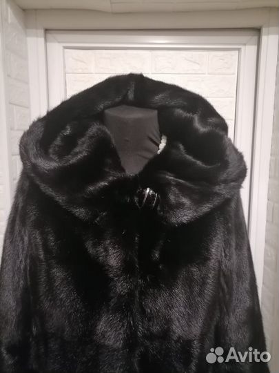 Шуба норковая с капюшоном поперечка 46