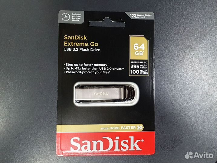 USB флешка 64Gb Sandisk Extreme Go USB 3.2 (395/10