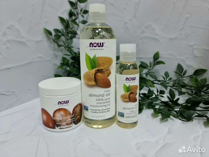 NOW, миндальное масло и масло-баттер Ши