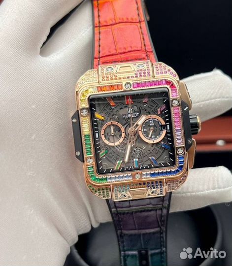 Часы мужские кварцевые Hublot с камнями