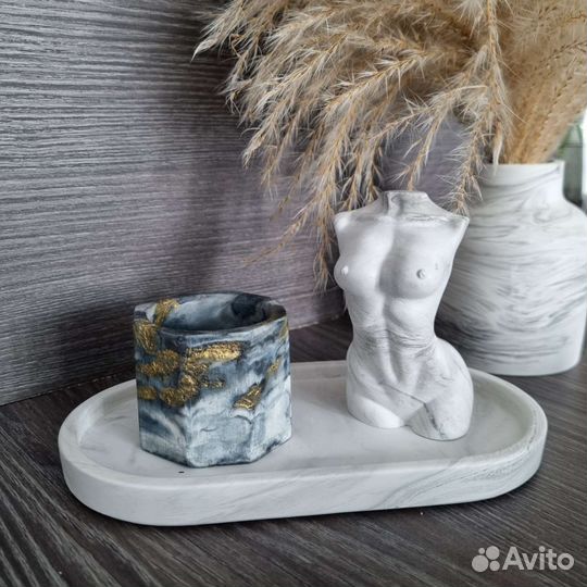 Гипсовое кашпо/полсвечник