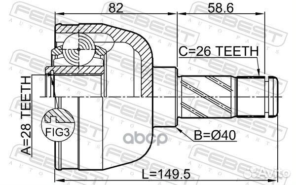 ШРУС ford mondeo/ford S-MAX/galaxy 06-15 внут.лев