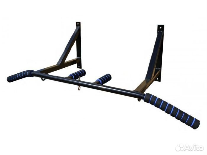 Турник настенный 2 хвата для дома с кольцом черный