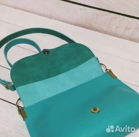 Сумка кожаная цвета мяты