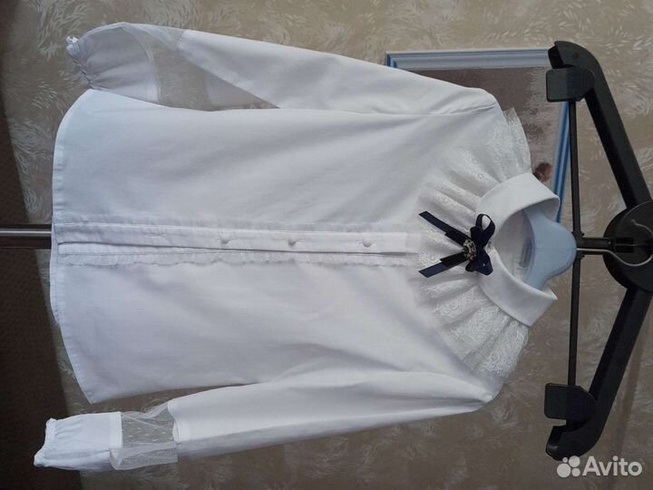 Белая школьная блузка на рост 134