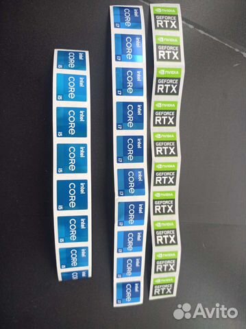 Наклейки Intel core i5, i7,Nvidia RTX, Ryzen 5, 7