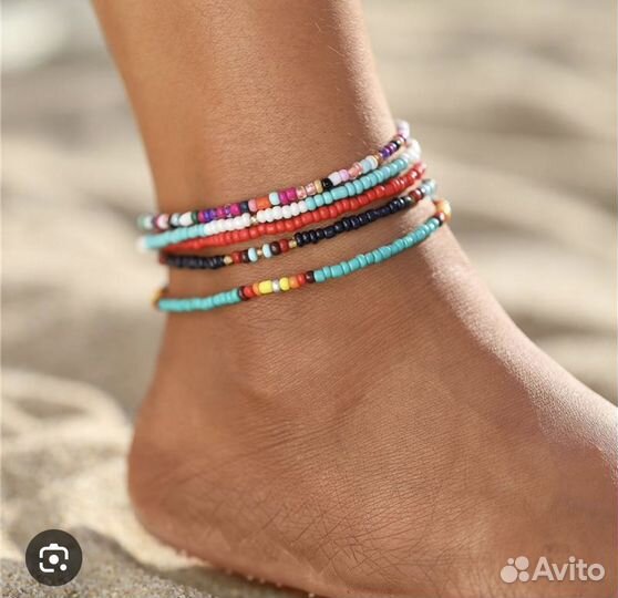 Анклет на ногу браслет из бисера
