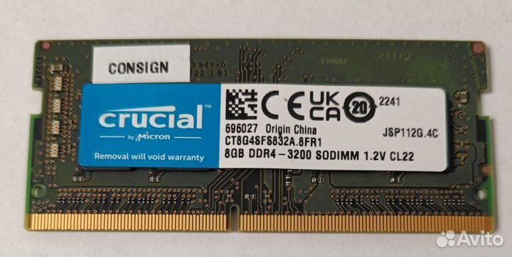 DDR4 SO-dimm 8gb 3200 Crucial 1.2V CL22